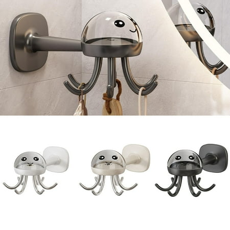 

Clearance Jiikun Hooks Six Prong Swivel Hook Rack Kitchen And Bathroom Storage Hook 360°Rotation Non Marking Wall Hook