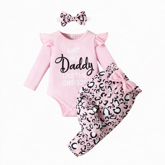 mgoYE 6-9 Month Girl Clothes Preemie Newborn Baby Girl Clothes Infant Romper Fall Winter Outfits Gifts for Girls Cute Bell Bottoms Pant Sets(Pink,3-6 Months)