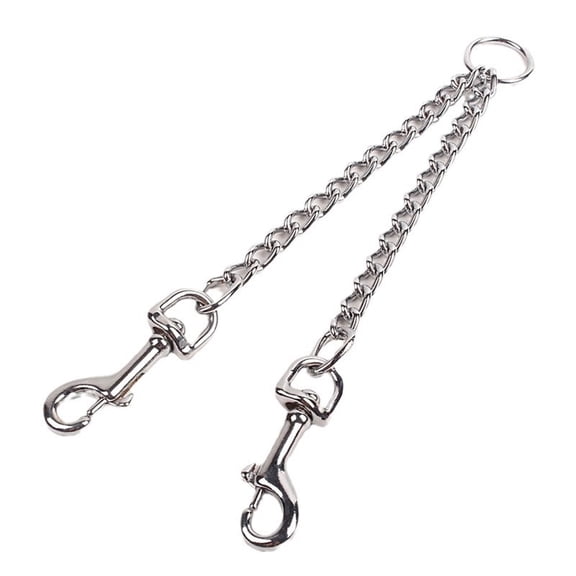 Metal Double Dog Leash Coupler, Chew Proof Tangle Free Dual Pet Dog Leash Extension Splitter Lead for 2 Dogs（3.5mm*60cm）