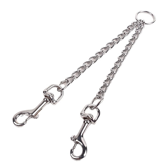 Metal Double Dog Leash Coupler, Chew Proof Tangle Free Dual Pet Dog Leash Extension Splitter Lead for 2 Dogs(3.5mm*60cm)