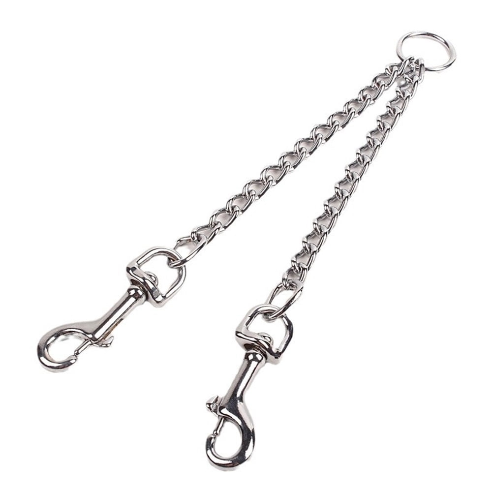 Metal Double Dog Leash Coupler Chew Proof Tangle Free Dual Pet Dog Leash Extension Splitter Lead for 2 Dogs(3.5mm*60cm)
