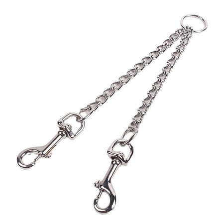 Metal Double Dog Leash Coupler Chew Proof Tangle Free Dual Pet Dog Leash Extension Splitter Lead for 2 Dogs(3.5mm*60cm)