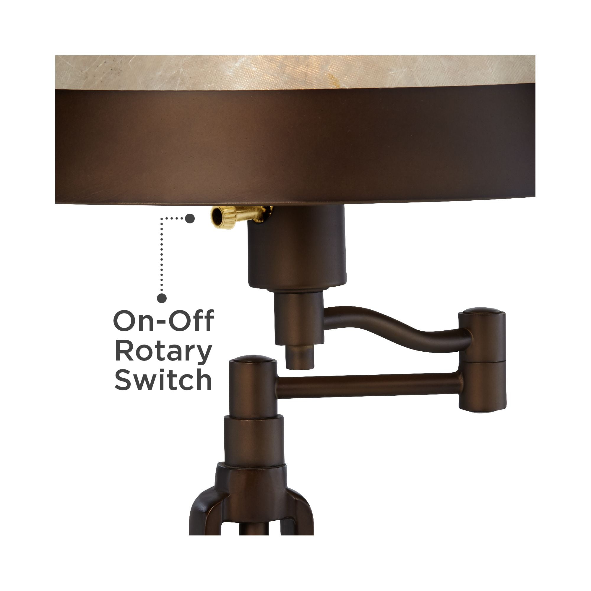 Franklin Iron Works Samuel Industrial Desk Lamp 21 1/4" High Bronze Swing Arm with USB Charging Port Natural Mica Shade for Bedroom Living Room House