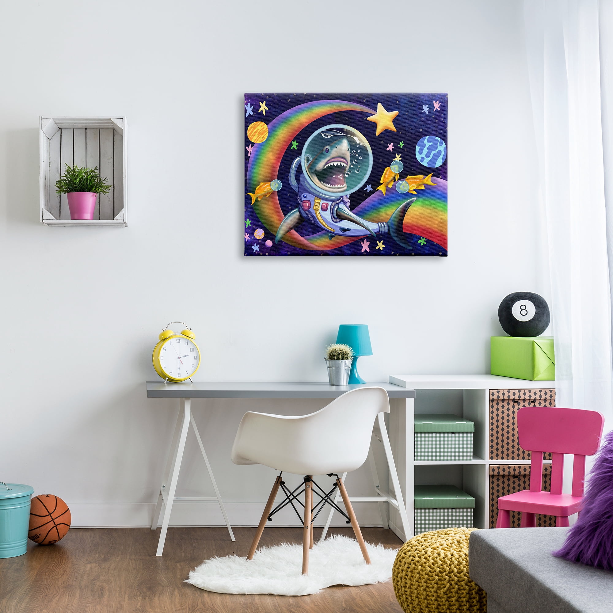 Stupell Industries Shark in Outer Space Animals & Insects Painting Gallery Wrapped Canvas Art Print Wall Art, 40 x 30