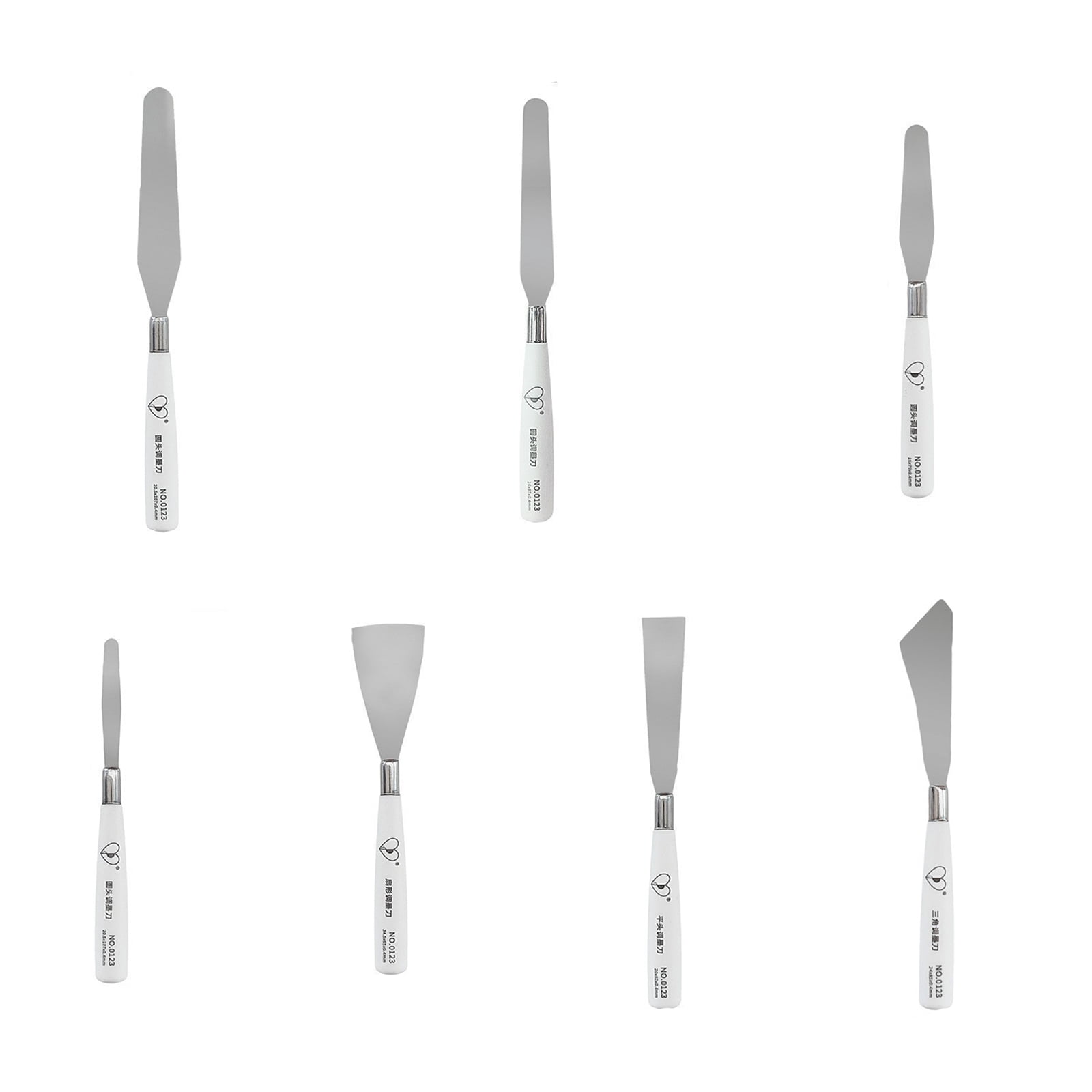 7Pcs Stainless Steel Spatula Palette Tool Set Handle Palette Tool for Acrylic Oil Painting Color Mixing Blending