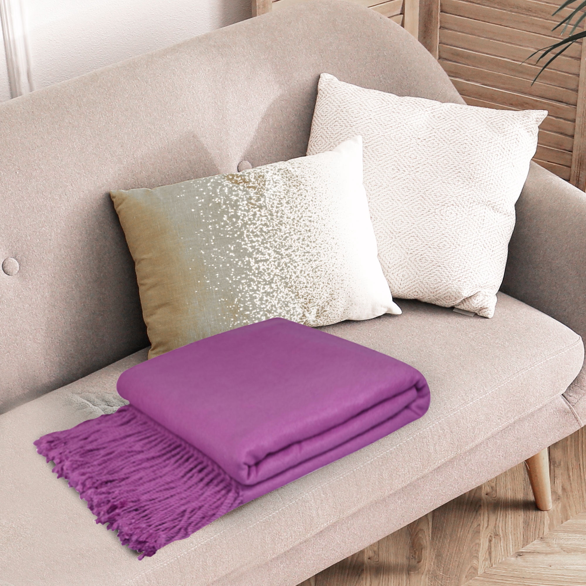 Unique Bargains Viscose Decorative Throw Blanket, 50" x 65" Orchid