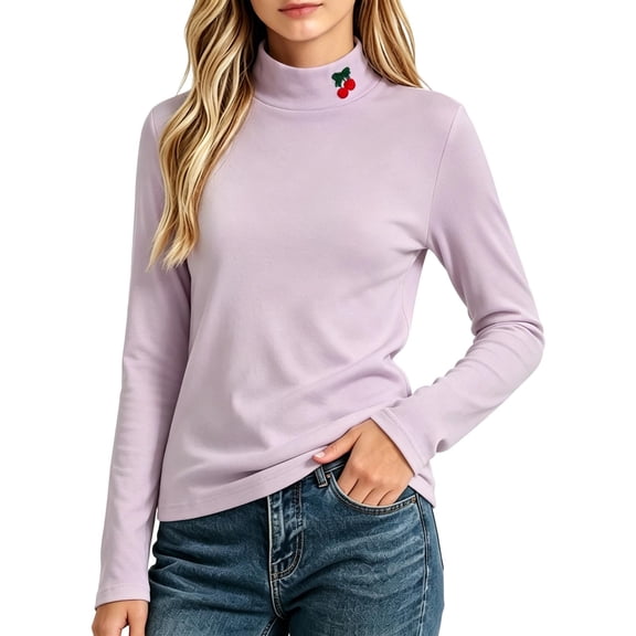Maean Girls Turtleneck Long Sleeve Tops Undershirt Fall Winter Pullover Soft Warm Stretchy Mock Neck Top