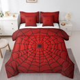 thumbnail image 1 of Décorations d'Halloween Araignée Noire Géante Ensemble de Douillette Pleine 7 Pcs, Lit en Sac Pleine, Ensemble de Literie Toiles d'Araignée Rouges avec Douillette Toile d'Araignée Gothique, Drap Plat, Drap-Housse, Taies d'Oreiller, Couvre-Oreillers, 1 of 5