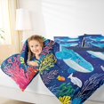 thumbnail image 6 of Manfei Blue Ocean Whale Queen Comforter Set for Kid, Cartoon Marine Animal Bedding Sets, Underwater World Theme Reversible Bedding Comforter Set, Luxury Bedroom Decor, 3pcs, 6 of 9