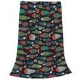 thumbnail image 2 of Honeii Hand Drawn Colorful Fishes Print Fleece Blanket - Throw Blanket for Bed, Sofa, Couch, Camping, and Travel , Microplush Ultra Soft Warm Blanket-40"x30", 2 of 7