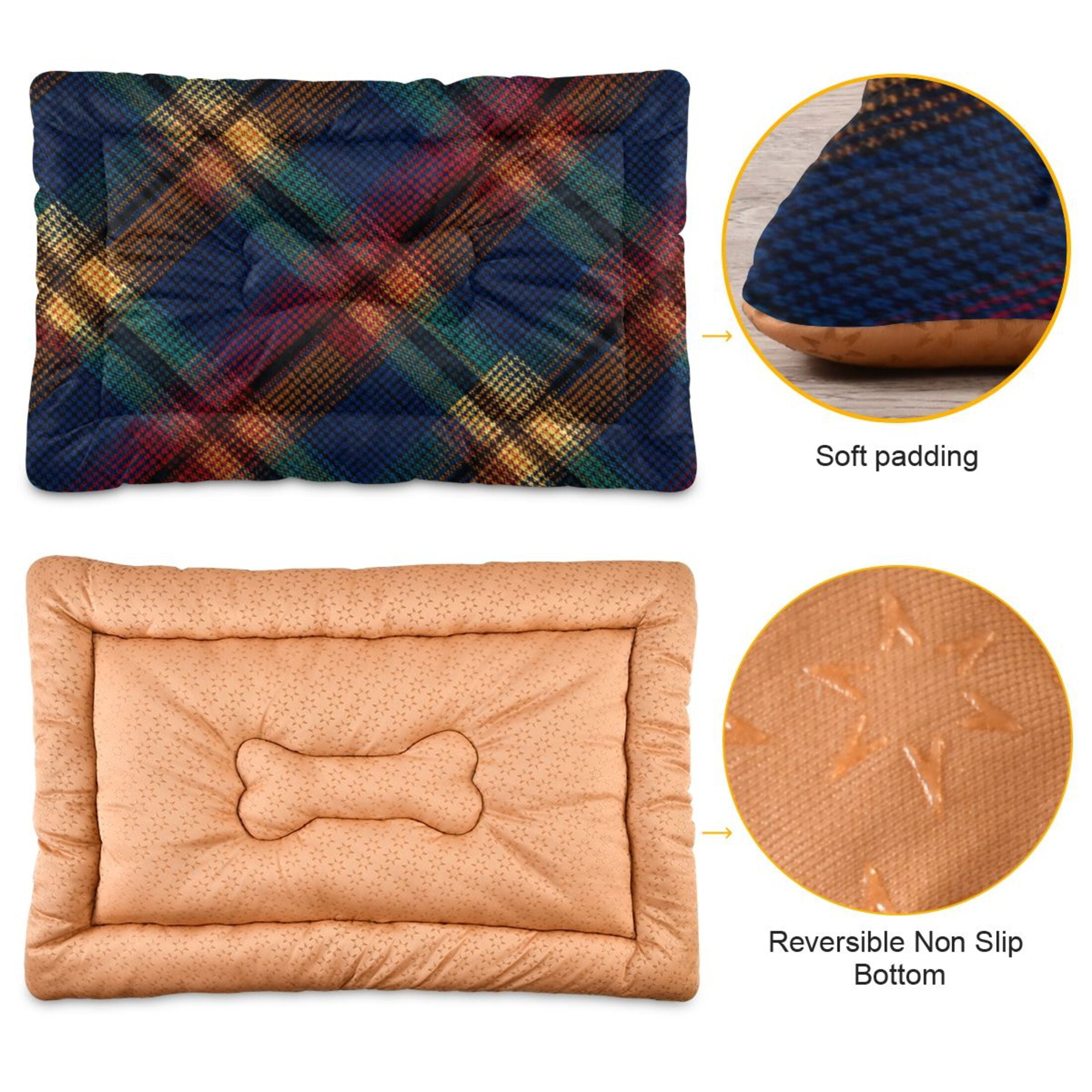Cozy Mat Pet Bed Indoor Outdoor Warm Soft For Cat Dog Puppy(S/M) Dark Checkered