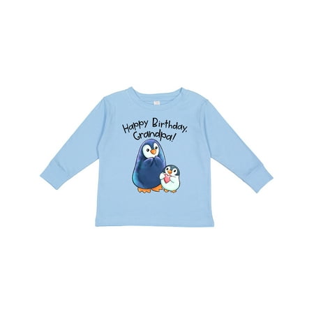 

Inktastic Happy Birthday Grandpa!- Cute Penguins Gift Toddler Boy or Toddler Girl Long Sleeve T-Shirt