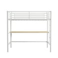 thumbnail image 5 of VECELO Twin Size  Heavy Duty Metal Loft Bed Frame with Desk, Removable Ladder & Safety Stairs & Full-Length Guardrail for Dormitory No Box Spring Needed, White, 5 of 10