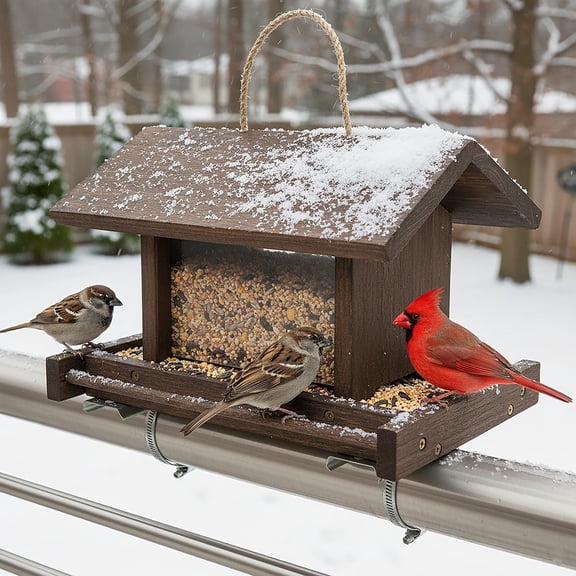 BPPEG Wooden Bird Feeder Large Capacity Wood Birdfeeder for Feeding Outside Garden Wild Finches Robin Sparrow Blue Jay Chickadees,Wood Bird Feeders for Outdoors