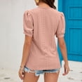 thumbnail image 6 of OSOLU Women T-Shirt Short Sleeve Tee Tops Fashion Lace V-Neck Tops Solid Color Casual Blouses Lovely Dailywear, 6 of 7