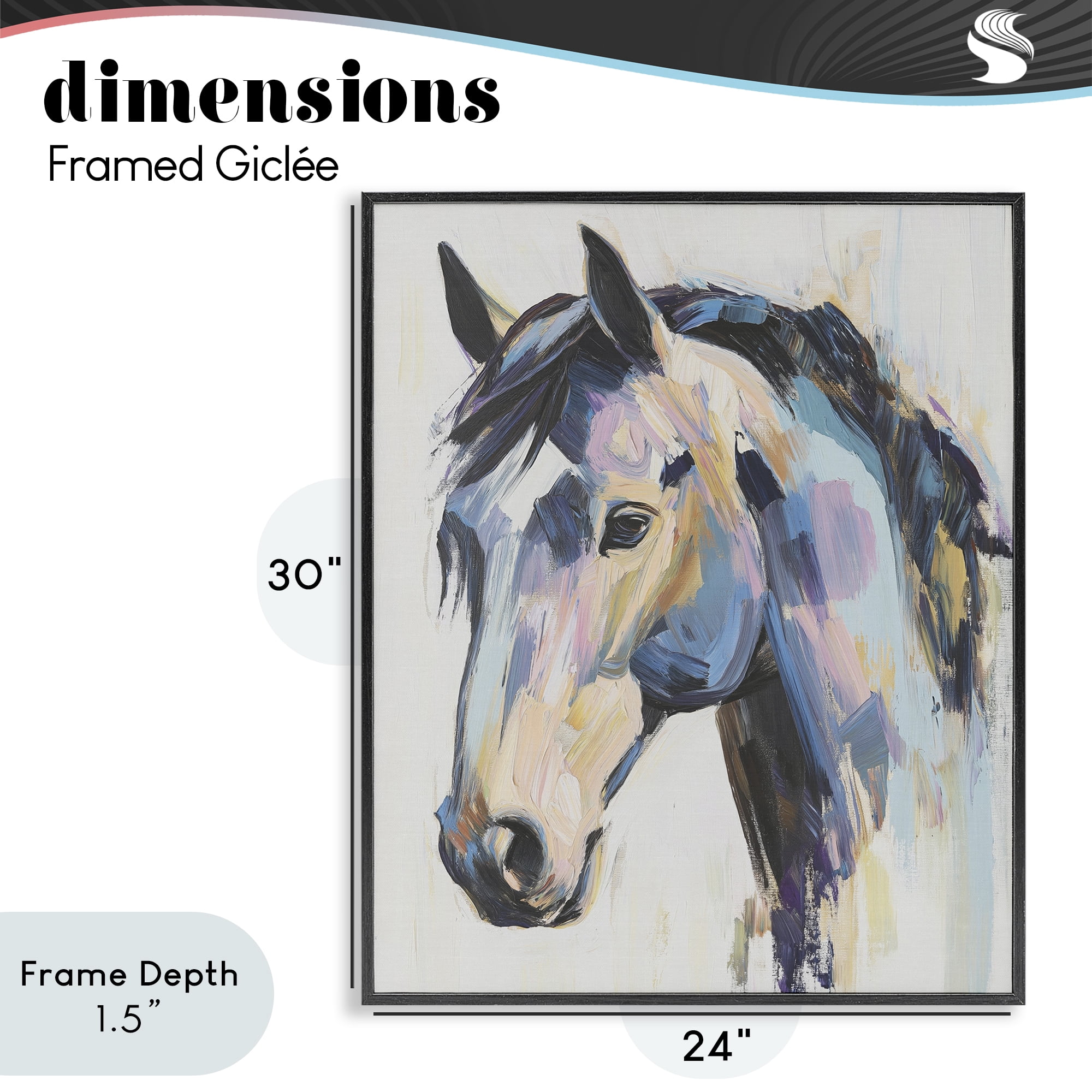 Stupell Industries Chromatic Stallion Abstraction Black Framed Giclee Art, design by Svetlana Aleynikova