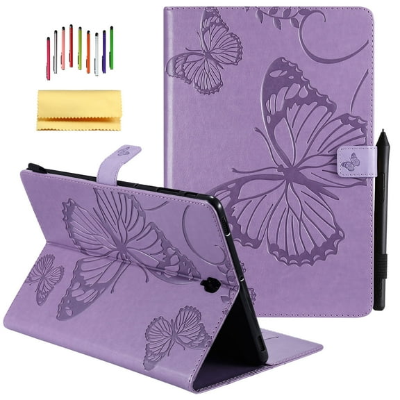 Galaxy Tab S4 10.5-inch 2018 SM-T830/T835 Case,Allytech Embossed with Butterfly Series Folio Stand Wallet Case with Cards/Cash Holder for Samsung Galaxy Tab S4 10.5-inch 2018 Release Tablet, Purple