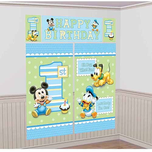 Disney Mickey Mouse 1st Birthday Scene Setter Walmart Com