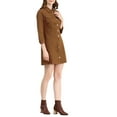 thumbnail image 4 of INSPIRE CHIC Women's Denim Dress 3/4 Sleeve Button Down Mini Jean Shirt Dress M Brown, 4 of 8