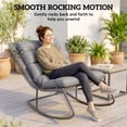 thumbnail image 4 of Outsunny Outdoor Rocking Chair w/ Cushion, Oversized Patio Chair, Dark Grey, 4 of 10