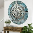 thumbnail image 5 of THE GEARS CLOCK Wall Clock with Real Moving Gears EN-LI_ 36 in Round Aqua-Green, 5 of 11