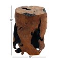 thumbnail image 2 of Deco 79 Natural Teak Wood Root Burl Cylindrical Stool, 14" W x 18" H, Brown, 2 of 8