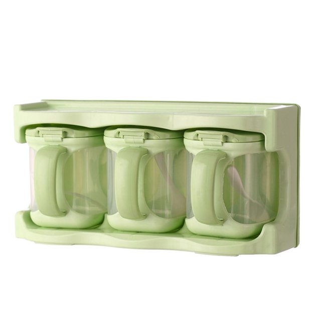 Contenedores de almacenamiento de cocina Juego de caja de condimentos Combinación de plástico Tarro de especias Cuchara Herramientas de cocina Botella de condimento Speravity JJ21161-06