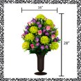 thumbnail image 3 of Sympathy Silks Artificial Cemetery Flowers-2 Lime Mum and Lavender Rose Bouquets & Saddle, 3 of 7