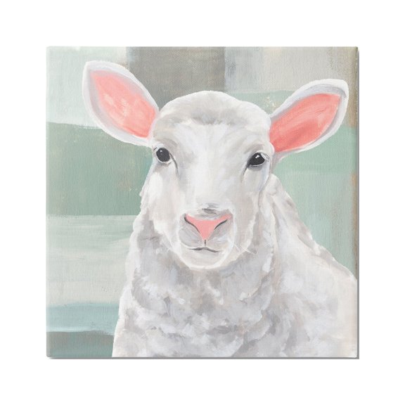 Stupell Industries Happy Lamb Portrait Animals & Insects Painting Gallery Wrapped Canvas Print Wall Art, 24 x 24