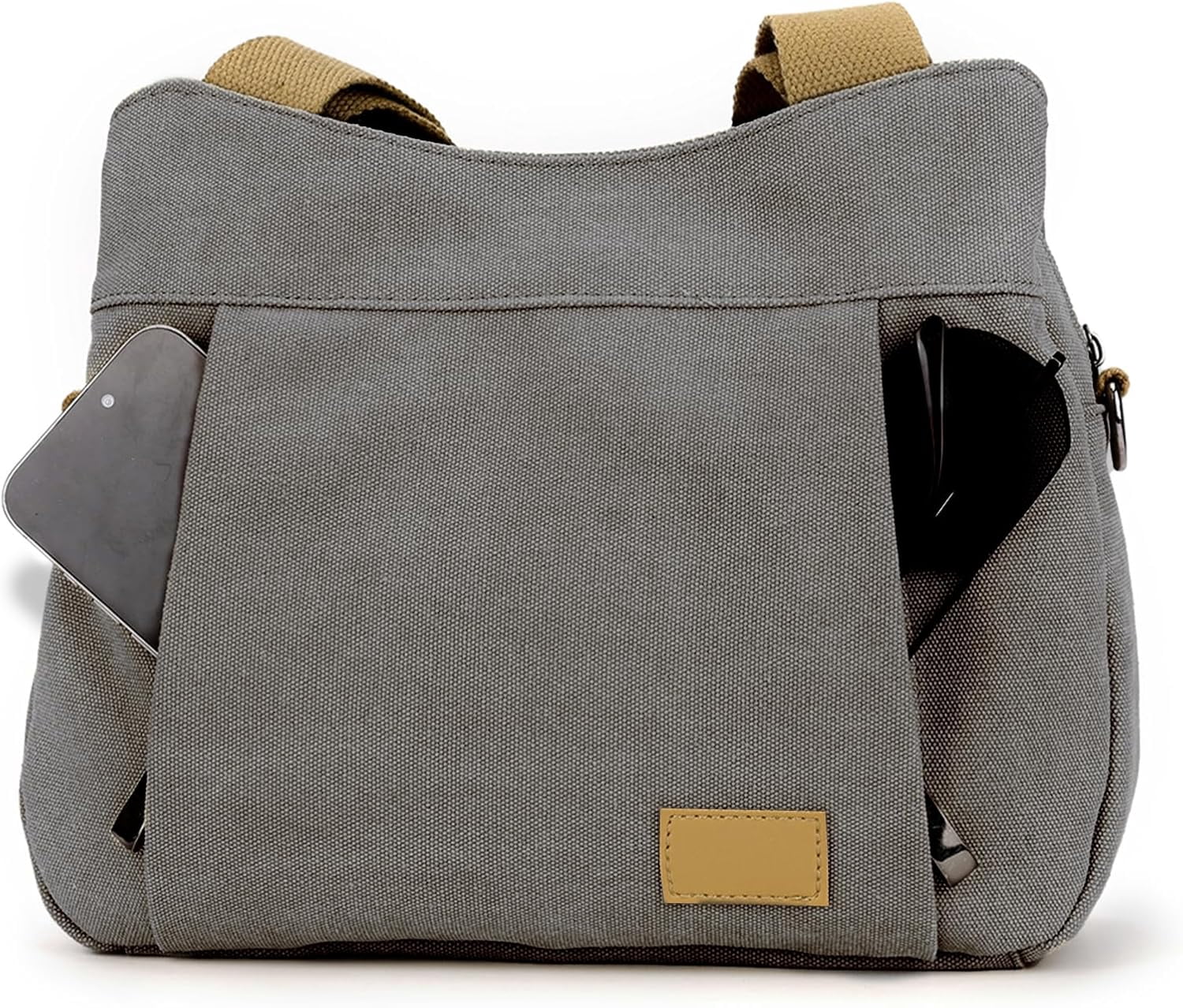 Heavy Duty Canvas Organized Hobo Bag for Women Daily Shoulder Crossbody Bag with 3 Compartment