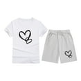 thumbnail image 3 of Piuwrlz Boys Girls Short Sets Kids Summer Outfit Set Printed Round Neck Tight Shirt T-Shirt and Shorts Set Gray Size 10 Years, 3 of 4