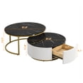 thumbnail image 2 of Harper & Bright Designs Round Nesting Coffee Table Set of 2, Golden Metal Center Table with Storage Drawer for Living Room, Black 31.5', 2 of 16