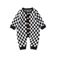 thumbnail image 1 of Nituyy Combinaison Tricotée pour Bébé Fille Garçon, Col Rond à Damier Manches Longues Boutonnée, 0-24 Mois, 1 of 9