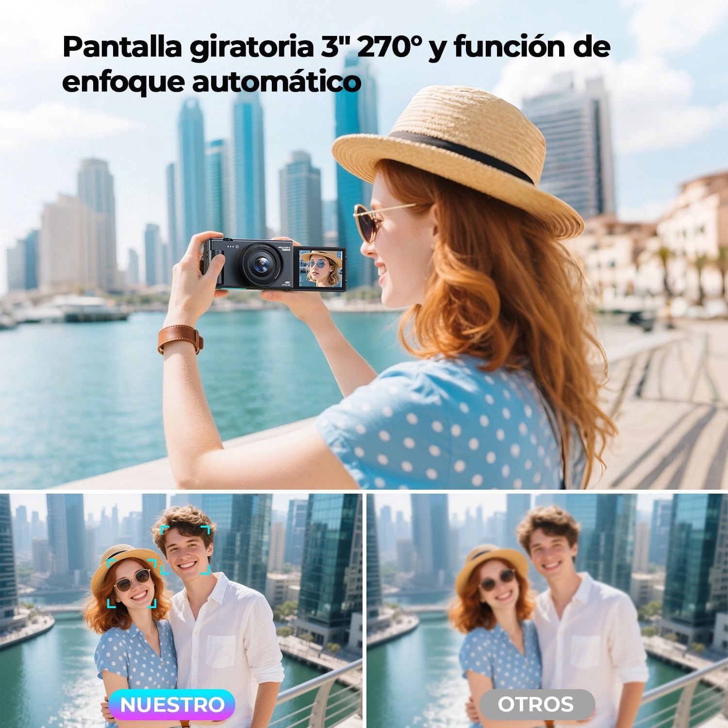 Campark Digital Camera 4K 72MP Vlogging Camera for YouTube with 64GB Card 3'' 270° Flip Screen 18x Zoom Video Cameras for Beginners
