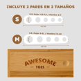 thumbnail image 4 of Awesome Toes Natural Toe Spacers & Separators, Fast Pain Relief from Hammertoe & Bunions, Two Pairs in Stylish Wooden Box, Latex-Free Rubber Toe Stretchers Used for Walking, Running & Yoga, 4 of 5