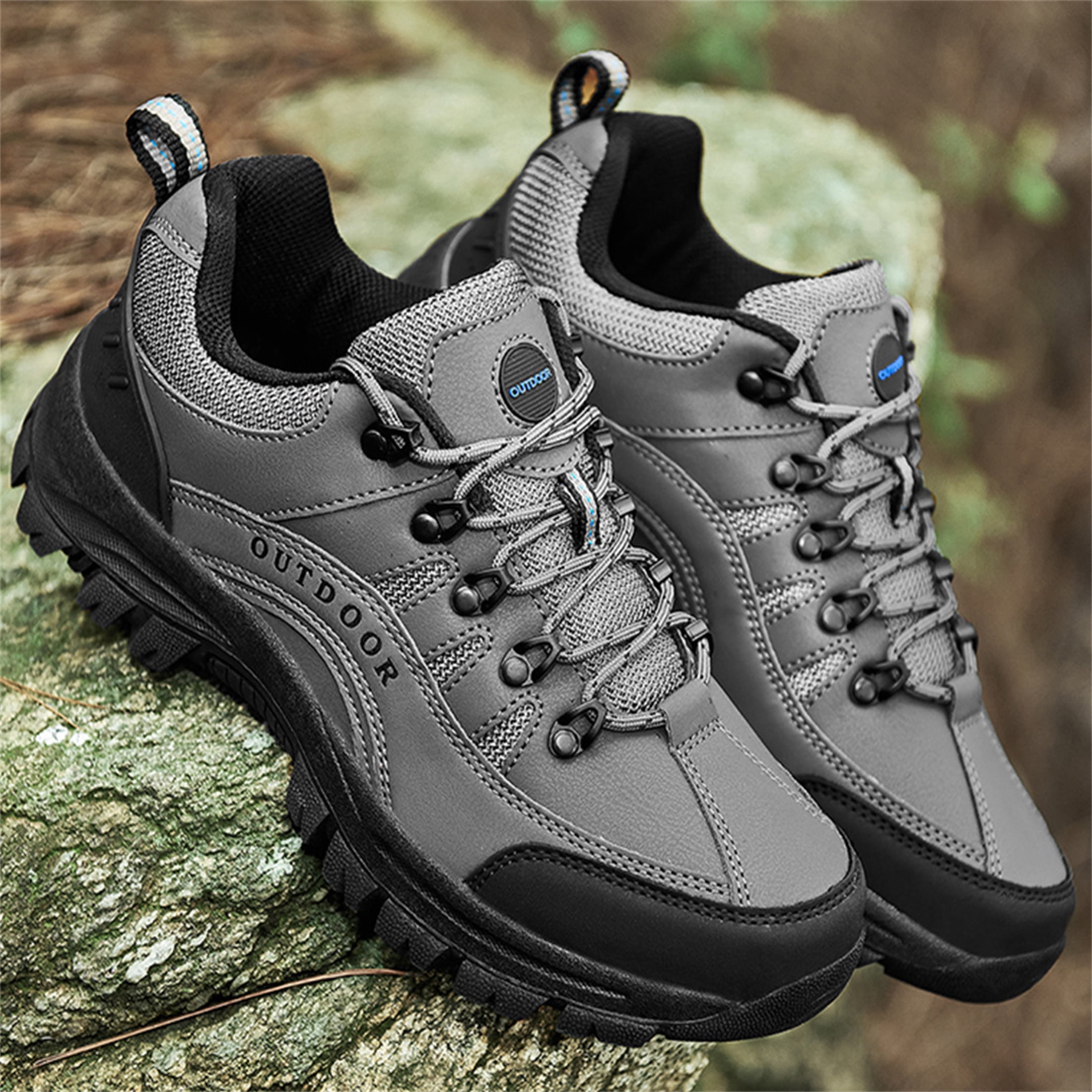 LASUDRAA Men's Hiking Shoes Waterproof Non-Slip Low-Up Sport Shoes Comfortable Outdoor Sneakers