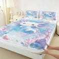 thumbnail image 3 of Manfei Cute Cartoon Axolotl Twin Sheet Sets for Teens, Blue Watercolor Twin Fitted Sheet, Dreamy Marine Coral Flat Sheet, Super Cozy Room Decor, 3 Pieces, 3 of 7