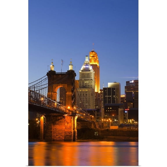 Great BIG Canvas | "The skyline of Cincinnati, Ohio, USA at dusk" Art Print - 20x30