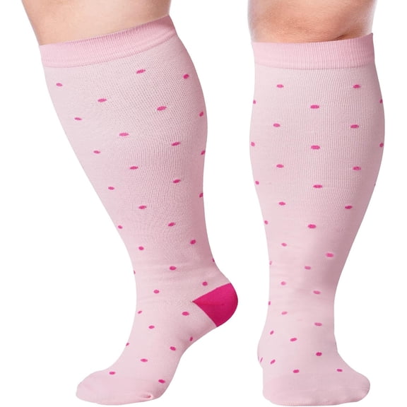 1Pairs Plus Size Compression Socks for Women& Men 15-20mmHg Wide Calf Knee High Socks