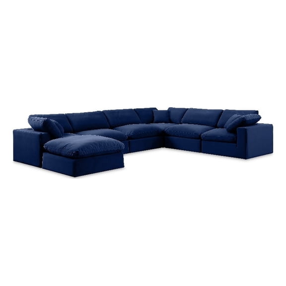 Meridian Furniture Comfy Navy Velvet Modular Sectional
