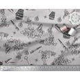 thumbnail image 3 of Soimoi Gray Silk Fabric Pirate Ship & Telescope Map Printed Fabric 1 Yard 42 Inch Wide, 3 of 3