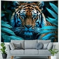 thumbnail image 4 of PRATYUS  Tapestry Art Wall Hangings Tapestries Tiger African Wildlife Blue Leaves king of animals  60x50inch, 4 of 6