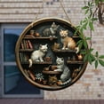 thumbnail image 5 of YHAICO Hanging Sign White Party Decoration Vintage Style Cats Decoration Wooden Round Cats Bookshelf Sign Hanging Sign Welcome Door Decorative Pendant, 5 of 6