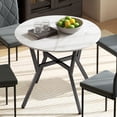 thumbnail image 2 of HOMCOM Dining Table Round Kitchen Table w/ Steel Frame, White Marble, 2 of 10
