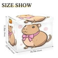 thumbnail image 3 of Large Lidded Bin Foldable Storage Baskets Boxes Cubes Lids with 2 Handles for Home Bedroom Office Capybara with A Bow 16.5"x12.6"x11.8", 3 of 7