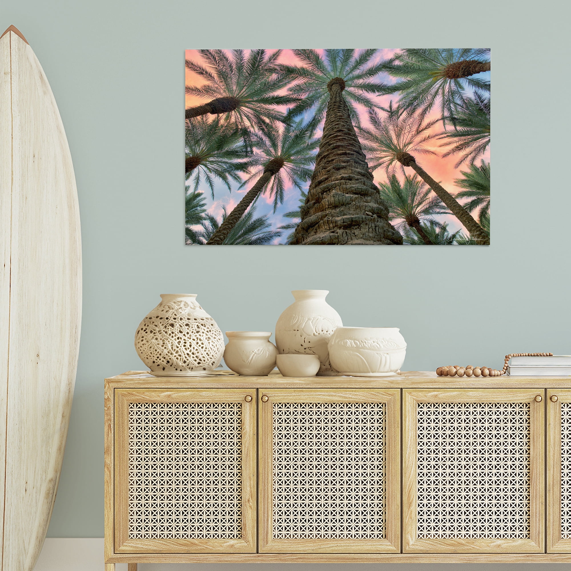 Stupell Industries Tall Overhead Palms Plants & Flowers Photography Wrapped Canvas Art Print Wall Art, 45 x 30