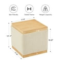 thumbnail image 3 of Zesthouse 17.9″ Wide Storage Ottoman Coffee Table, Square Ottoman with Storage, Modern Linen Foot Stool with Natural Solid Wooden Tray Lid & Base for Living Room, Bedroom, Beige, 3 of 9