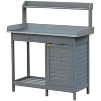 Outsunny Potting Bench Prep Table with Faucet, and Storage, Gray