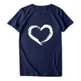 thumbnail image 4 of Casual Tunic Tops for Women Short Sleeves Heart Print Loose Fit T Shirts Tops Crewneck Comfy Fashion Blouses Shirts, 4 of 7