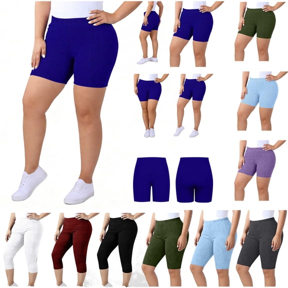 QATAINLAV Womens Plus Size Biker Shorts Solid Casual High Waisted Workout Tights Athletic Gym Running Yoga Sport Short Leggings, Dark Gray, XXXXL